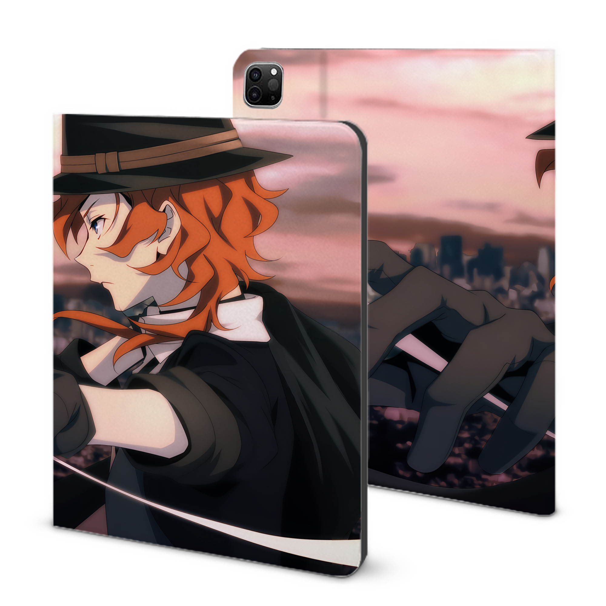 （画像用） 文豪ストレイドッグス Bungo Stray Dogs IPad ケース ブック型 PUレザー TPU 耐衝撃 軽量 薄型 ペン収納なし 全面保護 IPad 各モデル対応
